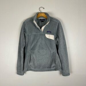 Patagonia Womens Re-Tool Snap-T Fleece Pullover Gray With Tan Detail Size Medium